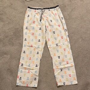 Psycho Bunny White Pajama Pants with Multicolor Bunny Prints Women’s S